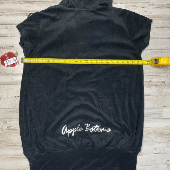 Apple Bottoms Black Silver Terry Hoodie Swim Coverup   SZ XL C101637 - Picture 8 of 9